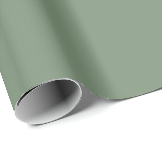 London Frost Muted Green Solid Colour Print, Earth Wrapping Paper (Roll Corner)