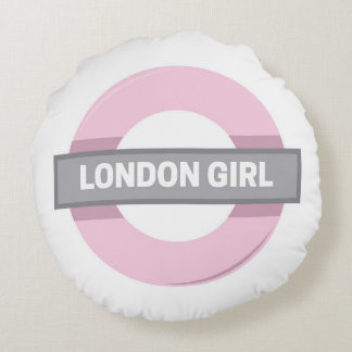 London Girl Underground Tube Sign Round Cushion