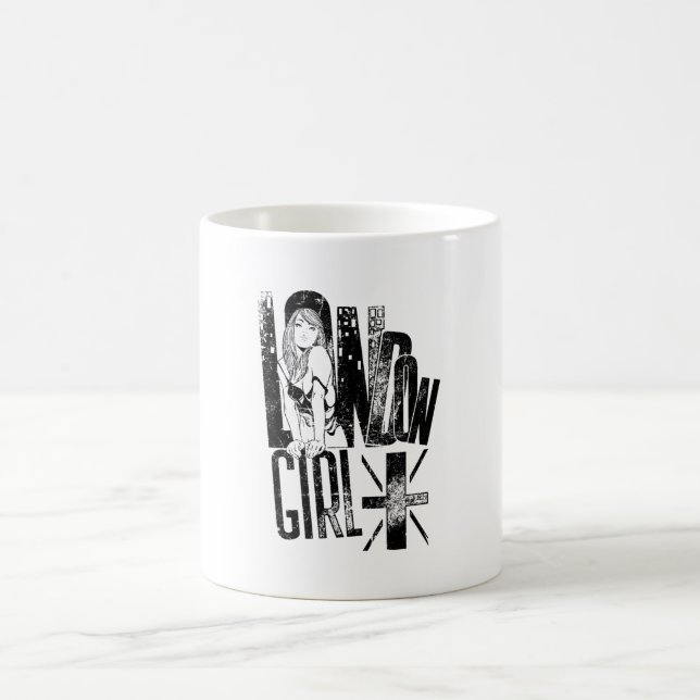 London Girl United Kingdom Union Jack black Coffee Mug (Center)