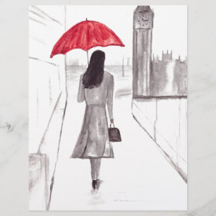 London girl with red umbrella