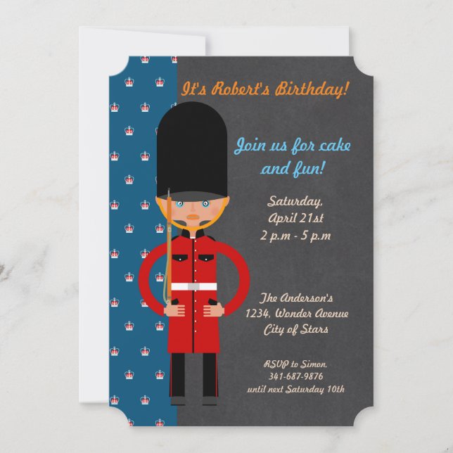 London Guard Boy Birthday Party Invitation (Front)