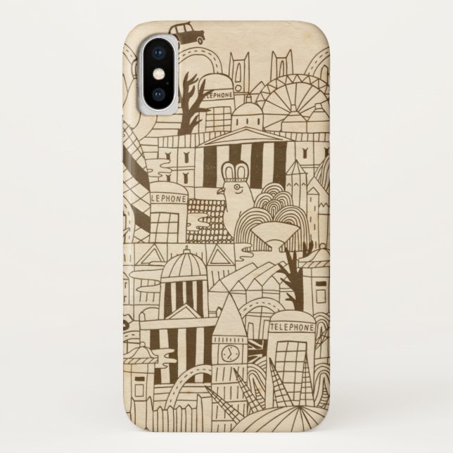 London Hand Drawn on Old Paper Case-Mate iPhone Case (Back)