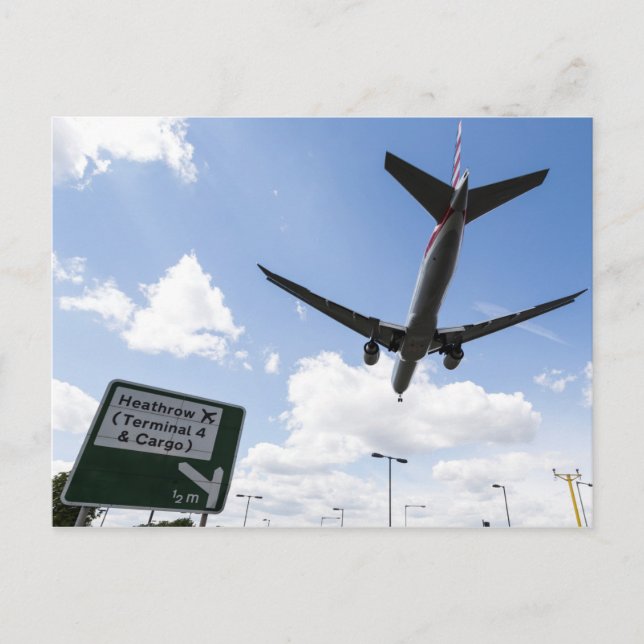 London Heathrow Jet Landing Postcard (Front)