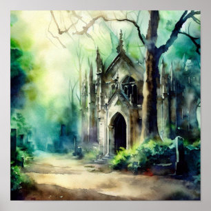 London-Highland Cemetery (A), Watercolor Poster
