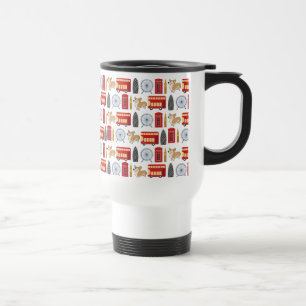 London Icon and Corgi Collage Pattern Travel Mug