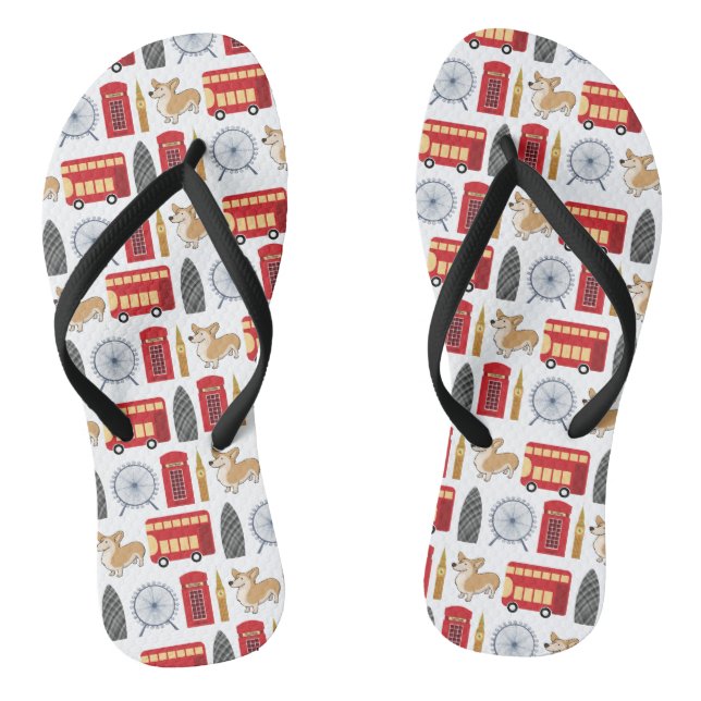 London Icon and Landmarks Pattern Thongs (Footbed)