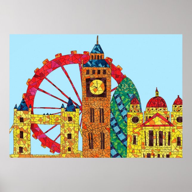 London Icon Building Mozaic Poster (Front)