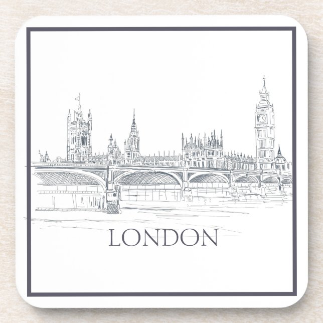 London Iconic Skyline Sketch Coaster (Front)