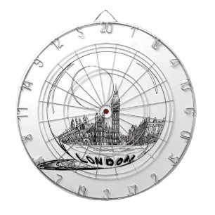 London in a glass ball . dartboard