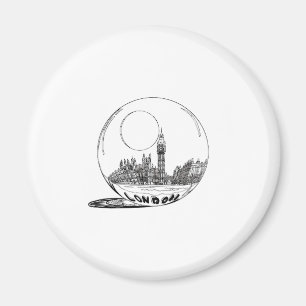London in a glass ball . magnet