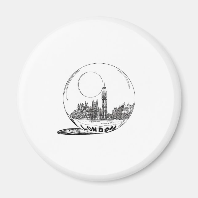 London in a glass ball . magnet (Front)
