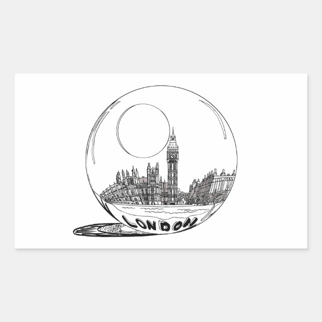 London in a glass ball . rectangular sticker (Front)
