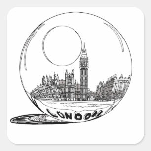 London in a glass ball . square sticker