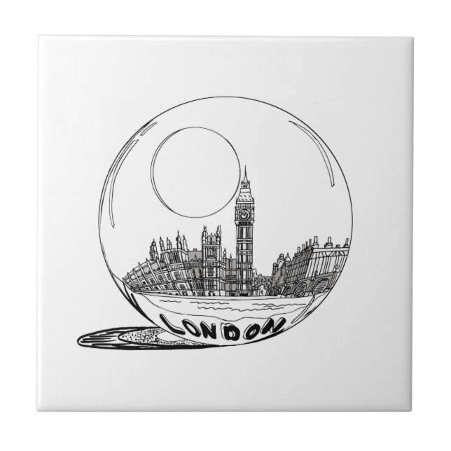 London in a glass ball . tile (Front)