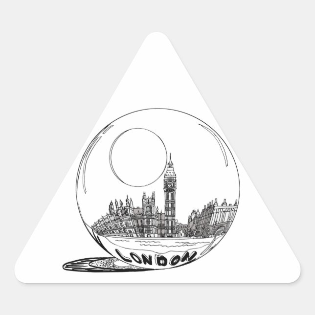 London in a glass ball . triangle sticker (Front)