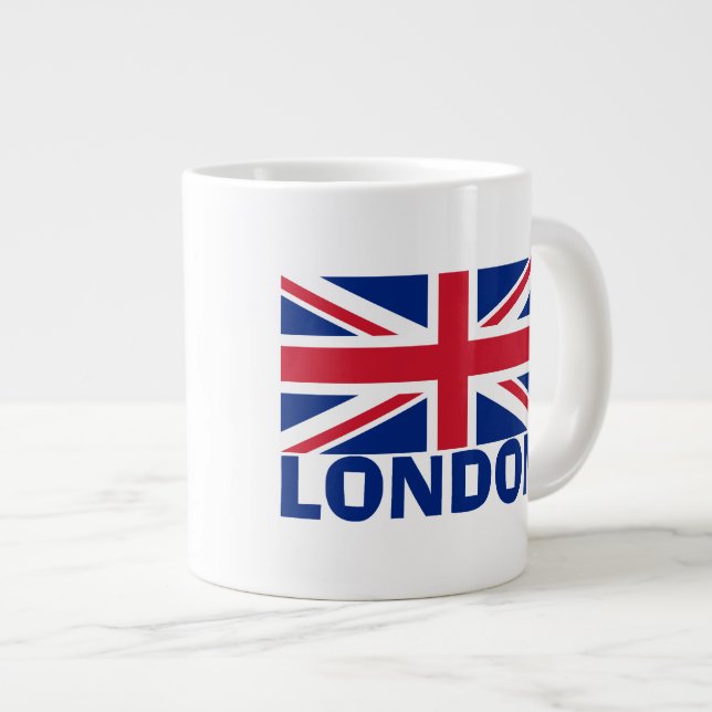 London in Blue Large Coffee Mug (Front Right)