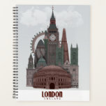 London in Clouds Red and Green Planner<br><div class="desc">London in Clouds Red and Green by Fab Funky.  Features famous landmarks of London in a dark red and green colour scheme.</div>