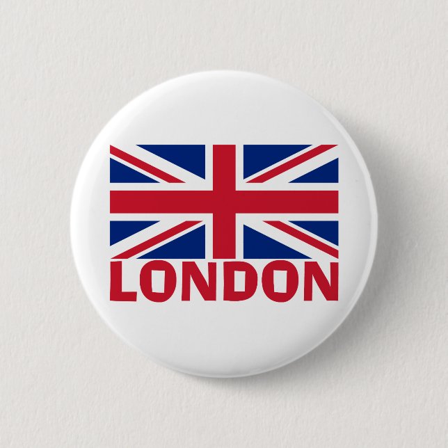 London in Red 6 Cm Round Badge (Front)