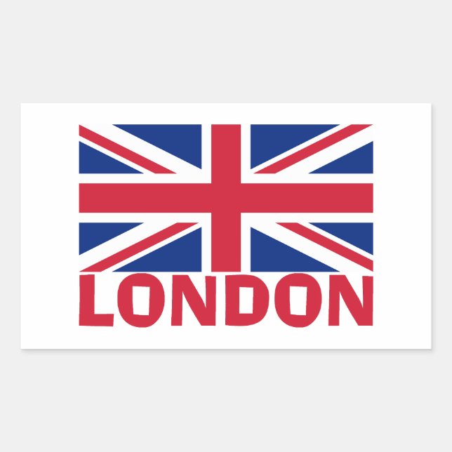 London in Red Rectangular Sticker (Front)
