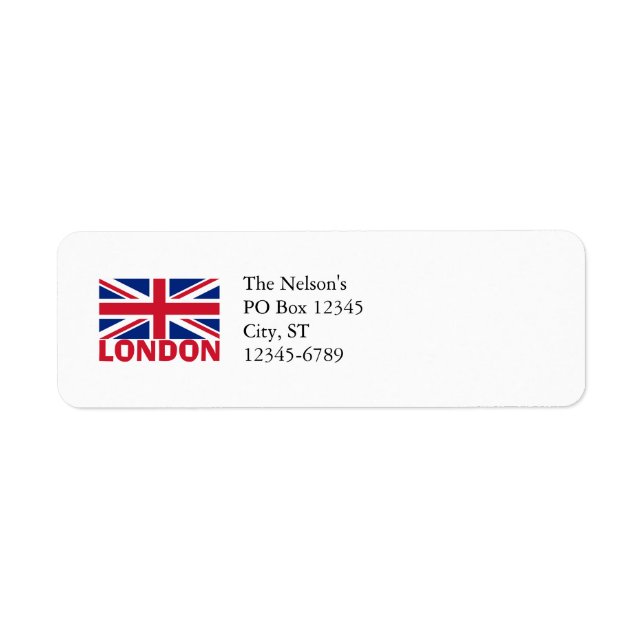 London in Red Return Address Label (Front)