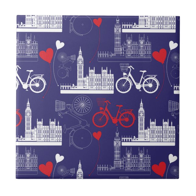 London Landmarks Pattern Ceramic Tile (Front)