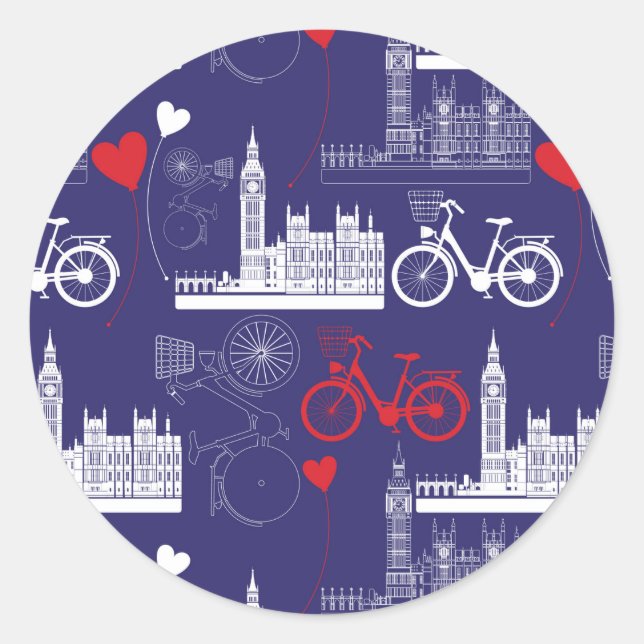 London Landmarks Pattern Classic Round Sticker (Front)