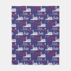 London Landmarks Pattern Fleece Blanket