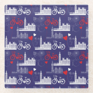 London Landmarks Pattern Glass Coaster