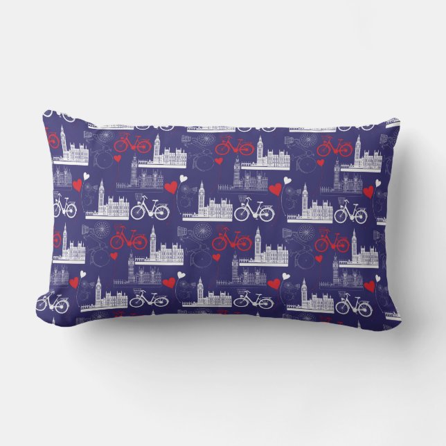London Landmarks Pattern Lumbar Cushion (Front)