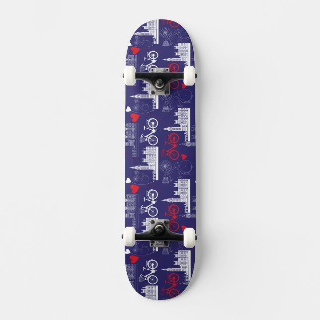 London Landmarks Pattern Skateboard (Front)