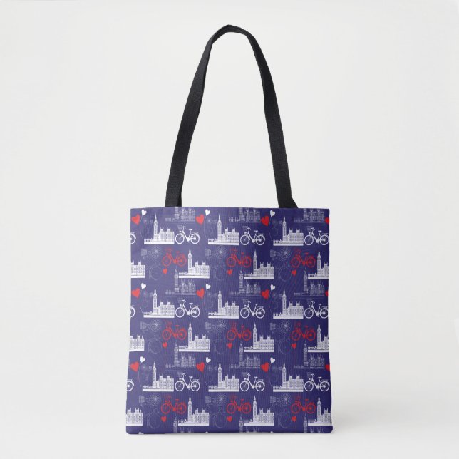 London Landmarks Pattern Tote Bag (Front)