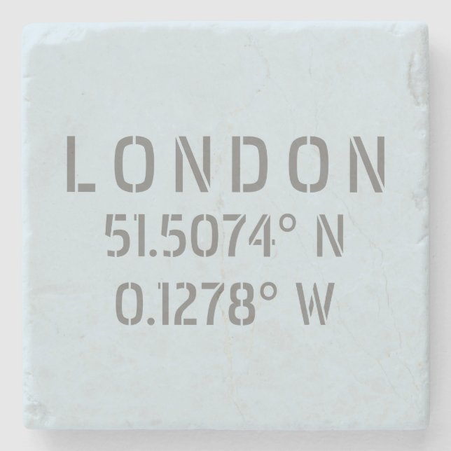 London Latitude & Longitude Stone Coaster (Front)