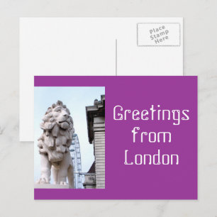 London Lion Statue Postcard