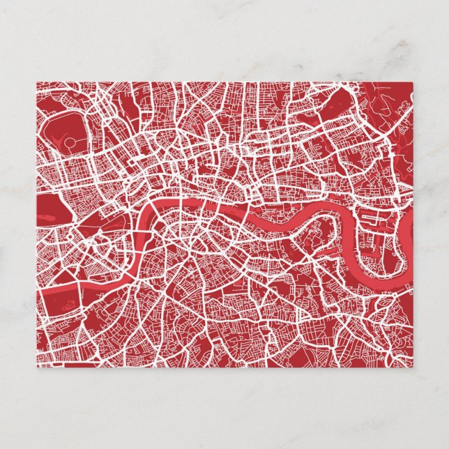 London Map Art Red Postcard (Front)