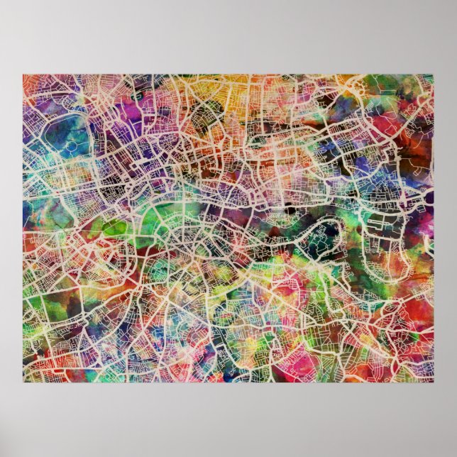 London Map Art Watercolour Poster (Front)