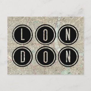 London Map Typography Postcard