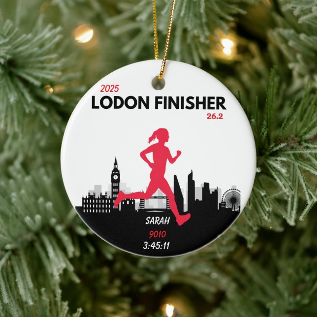 London Marathon 2025 Finisher Gift for Runners Ceramic Ornament (Tree)