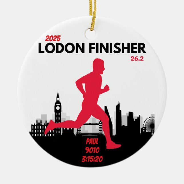 London Marathon Finisher Running Keepsake Gift Ceramic Ornament (Front)