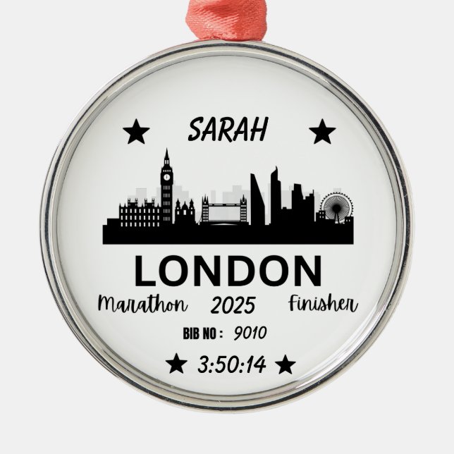 London Marathon Finisher Running Keepsake Gift Metal Ornament (Front)