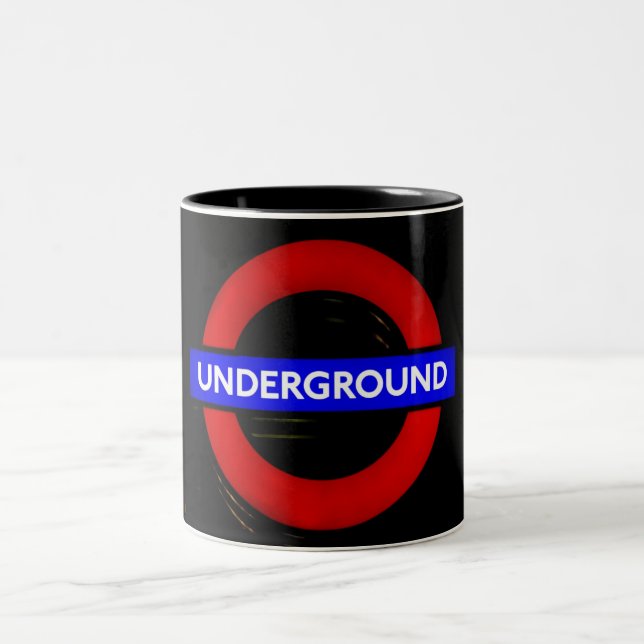 London Metro  Underground Sign Two-Tone Coffee Mug (Center)