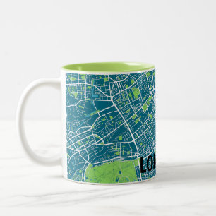 London minimalist map map - Blue-Green Two-Tone Coffee Mug