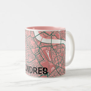 London minimalist map map - Pink-Green Two-Tone Coffee Mug