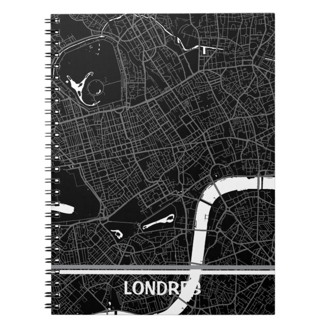 London minimalist map notebook - Black-white (Front)