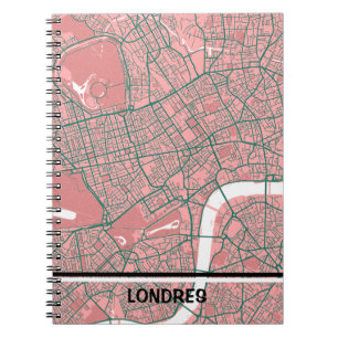 London minimalist map notebook - Pink-Green