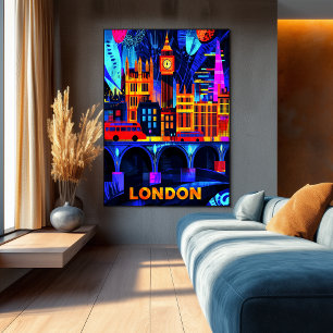 London Neon Nights – Vibrant Cityscape Art Poster