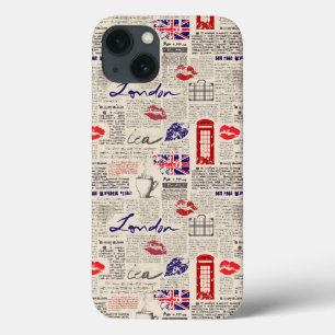 London Newspaper Pattern iPhone 13 Case