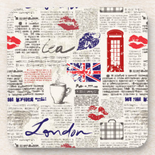 London Newspaper Pattern Coaster