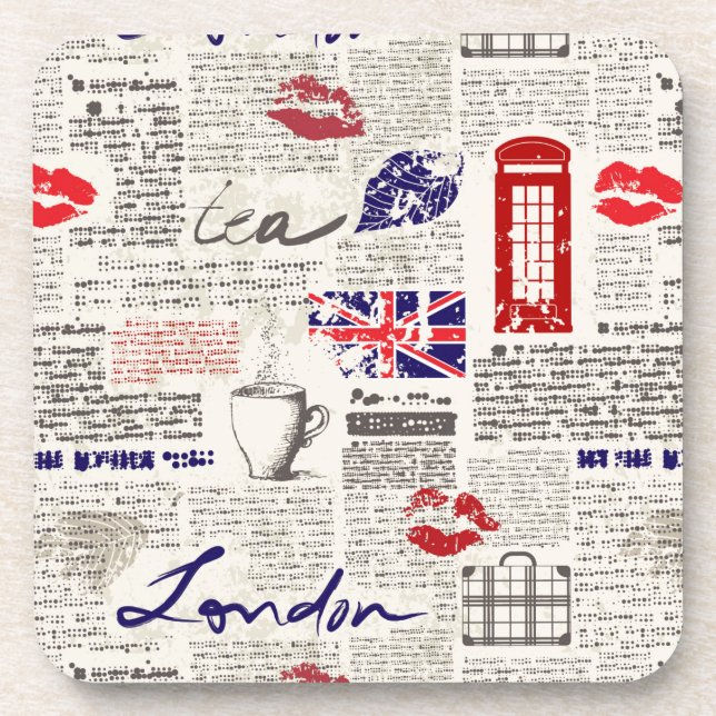 London Newspaper Pattern Coaster (Front)