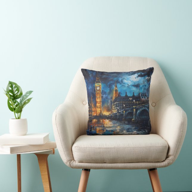 London Night Painting Cushion (Chair)