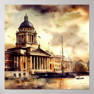 London-Old Royal Naval College (C), Watercolor Poster
